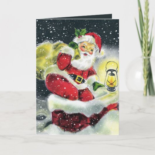 レトロヴィンテージクリスマスサンタアド気持ち シーズンカード (正面)