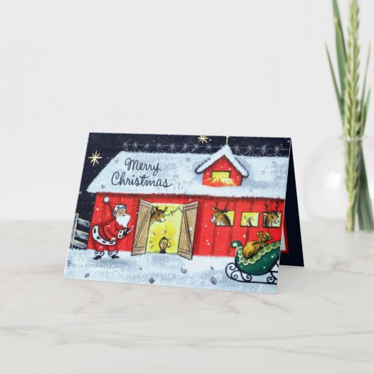 レトロヴィンテージクリスマスサンタアド気持ち シーズンカード (正面)