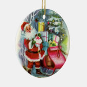 レトロヴィンテージクリスマスサンタアド気持ち セラミックオーナメント (右)
