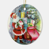 レトロヴィンテージクリスマスサンタアド気持ち セラミックオーナメント (左)