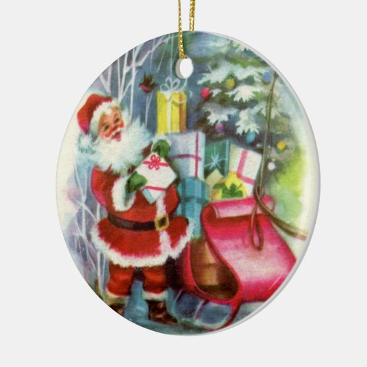 レトロヴィンテージクリスマスサンタアド気持ち セラミックオーナメント (左)
