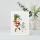 レトロヴィンテージクリスマスサンタアンドガール シーズンカード (スタンド正面)