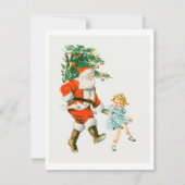 レトロヴィンテージクリスマスサンタアンドガール シーズンカード (正面)