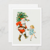 レトロヴィンテージクリスマスサンタアンドガール シーズンカード (正面/裏面)