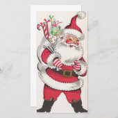 レトロヴィンテージクリスマスサンタウィンキングとギフト シーズンカード (正面/裏面)