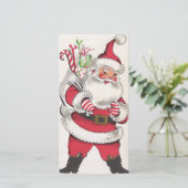 レトロヴィンテージクリスマスサンタウィンキングとギフト シーズンカード (スタンド正面)