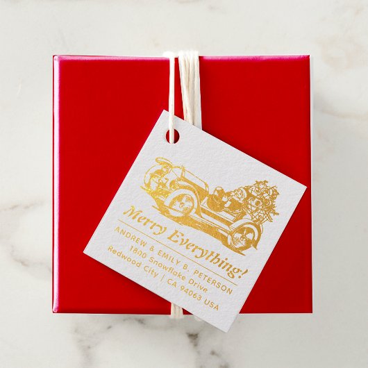 レトロヴィンテージクリスマスサンタカーアドレスタイポ フェイバータグ