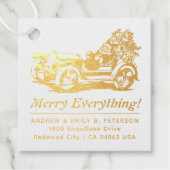 レトロヴィンテージクリスマスサンタカーアドレスタイポ フェイバータグ (正面)