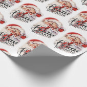 レトロヴィンテージクリスマスサンタクロースホリデイ ラッピングペーパー (角)