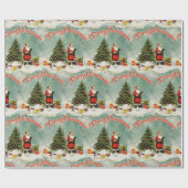 レトロヴィンテージクリスマスサンタクロースヴィネット ラッピングペーパー (フラット)