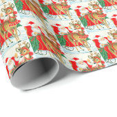 レトロヴィンテージクリスマスサンタタイルパーティー ラッピングペーパー (ロールコーナー)