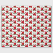レトロヴィンテージクリスマスサンタタイル ラッピングペーパー (フラット)