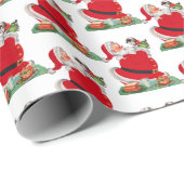 レトロヴィンテージクリスマスサンタタイル ラッピングペーパー (ロールコーナー)