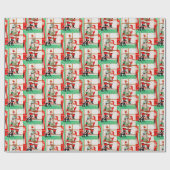 レトロヴィンテージクリスマスサンタタイル ラッピングペーパー (フラット)