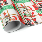 レトロヴィンテージクリスマスサンタタイル ラッピングペーパー (ロールコーナー)