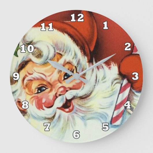 レトロヴィンテージクリスマスサンタデコール ラージ壁時計 (正面)