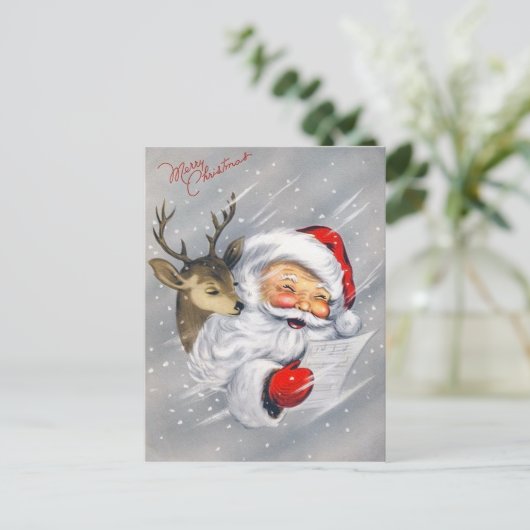 レトロヴィンテージクリスマスサンタトインデア葉書 シーズンポストカード (スタンド正面)