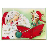 レトロヴィンテージクリスマスサンタトインデア ラージペーパーバッグ (正面)