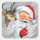 レトロヴィンテージクリスマスサンタトインデナーステッカー スクエアシール (正面)