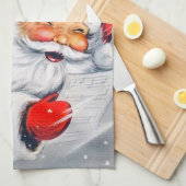 レトロヴィンテージクリスマスサンタトインデナー キッチンタオル (四つ折り)