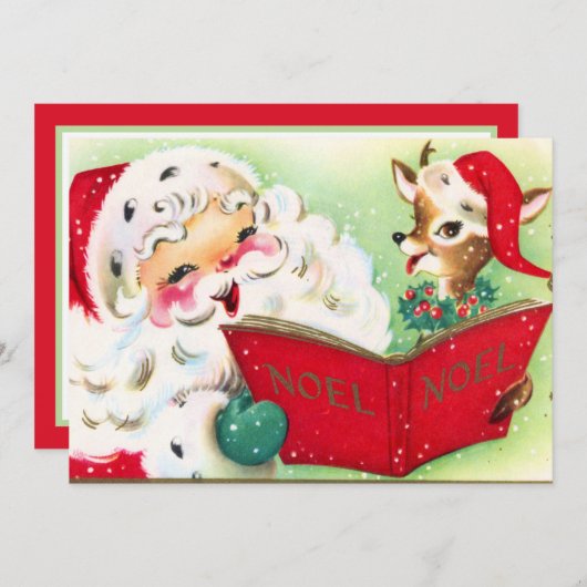 レトロヴィンテージクリスマスサンタトインデナー シーズンカード (正面/裏面)