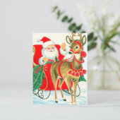 レトロヴィンテージクリスマスサンタトインデナー シーズンポストカード (スタンド正面)