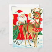 レトロヴィンテージクリスマスサンタトインデナー シーズンポストカード (正面/裏面)