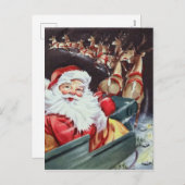 レトロヴィンテージクリスマスサンタトインデナー シーズンポストカード (正面/裏面)