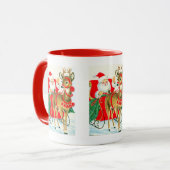 レトロヴィンテージクリスマスサンタトインデナー マグカップ (正面左)