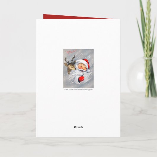 レトロヴィンテージクリスマスサンタトナカイ追加メッセージ シーズンカード (裏面)