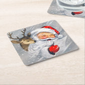 レトロヴィンテージクリスマスサンタトナディアコースター スクエアペーパーコースター (アングル)