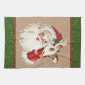 レトロヴィンテージクリスマスサンタトナディキッチン キッチンタオル (横)