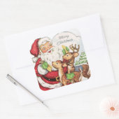 レトロヴィンテージクリスマスサンタトレンディアホリデイ スクエアシール (封筒)