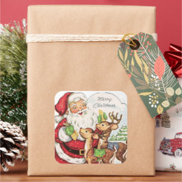 レトロヴィンテージクリスマスサンタトレンディアホリデイ スクエアシール