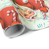 レトロヴィンテージクリスマスサンタパーティーラップ ラッピングペーパー (ロールコーナー)