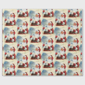 レトロヴィンテージクリスマスサンタパーティーラップ ラッピングペーパー (フラット)