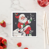 レトロヴィンテージクリスマスサンタパーティー スタンダードカクテルナプキン (インサイチュ)