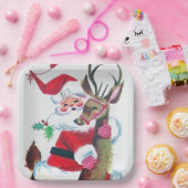 レトロヴィンテージクリスマスサンタパーティー ペーパープレート (パーティー)