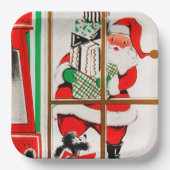 レトロヴィンテージクリスマスサンタパーティー ペーパープレート (正面)