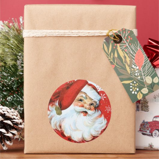 レトロヴィンテージクリスマスサンタフェスティバル ラウンドシール (クリスマス)