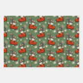 レトロヴィンテージクリスマスサンタブーツ ラッピングペーパーシート (正面)