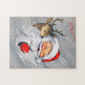 レトロヴィンテージクリスマスサンタホリデイトインデナー ジグソーパズル (横)