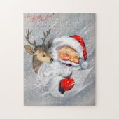 レトロヴィンテージクリスマスサンタホリデイトインデナー ジグソーパズル (縦)