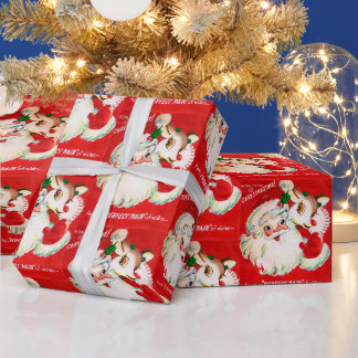 レトロヴィンテージクリスマスサンタホリデイラップ ラッピングペーパー