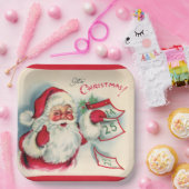 レトロヴィンテージクリスマスサンタホリデイ紙プレート ペーパープレート (パーティー)