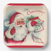 レトロヴィンテージクリスマスサンタホリデイ紙プレート ペーパープレート (正面)