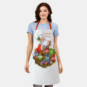 レトロヴィンテージクリスマスサンタホリデイ エプロン (着用した状態)