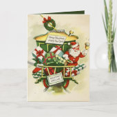 レトロヴィンテージクリスマスサンタホリデイ カード (正面)