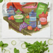 レトロヴィンテージクリスマスサンタホリデイ キッチンタオル (折り畳み)