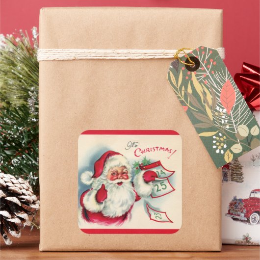 レトロヴィンテージクリスマスサンタホリデイ スクエアシール (クリスマス)